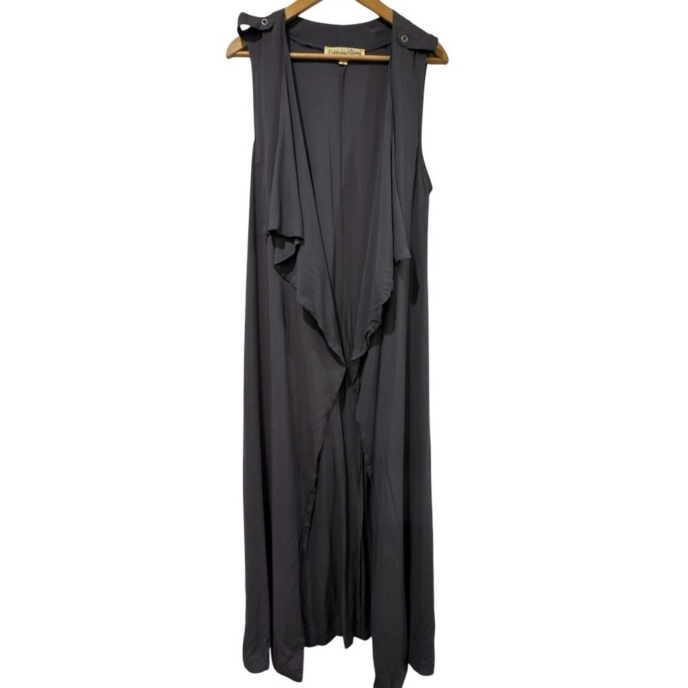 🟣 CALIFORNIA GYPSY GRAY SLEEVELESS CARDIGAN/DUSTER SIZE SMALL/MEDIUM